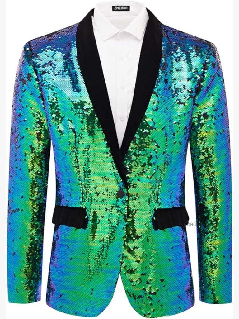 Men's Disco Sequin Blazer Jacket For Weddings Prom Nightclubs Metallic Tuxedo